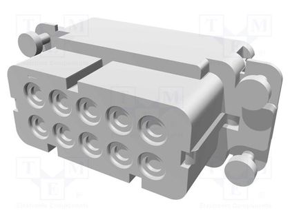 Connector: HDC; contact insert; male; HA; PIN: 10; 10+PE; size 2; 16A TE Connectivity 1-1103415-1