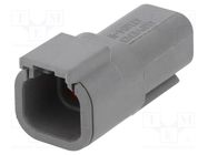Connector: wire-wire; ATM; male; plug; for cable; PIN: 4; grey; IP67 AMPHENOL