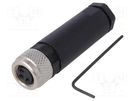 Connector: M8; female; PIN: 3; for cable; plug; 3A; IP67; 60V BULGIN