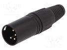 Plug; XLR; male; PIN: 4; straight; for cable; soldering; black; metal CLIFF