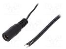Cable; 2x0.5mm2; wires,DC 5,5/2,1 socket; straight; black; 0.23m ESPE