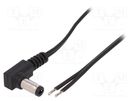 Cable; 2x0.5mm2; wires,DC 5,5/2,1 plug; angled; black; 0.23m ESPE