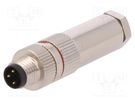 Connector: M8; male; PIN: 3; for cable; plug; 3A; IP67; 60V BULGIN