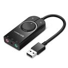 Ugreen external sound card music USB adapter - 3.5 mm mini jack with volume control 15cm black (40964), Ugreen