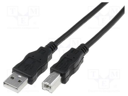 Cable; USB 2.0; USB A plug,USB B plug; nickel plated; 0.5m; black ASSMANN AK-300105-005-S