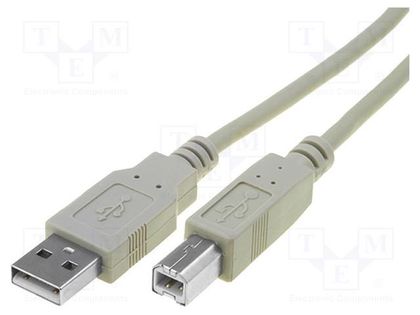 Cable; USB 2.0; USB A plug,USB B plug; nickel plated; 3m; grey ASSMANN AK-300105-030-E