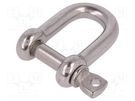 Dee shackle; acid resistant steel A4; for rope; 7mm KRAFTBERG