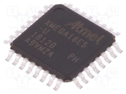 IC: AVR microcontroller; EEPROM: 512B; SRAM: 2kB; Flash: 16kB; Cmp: 2 MICROCHIP (ATMEL) ATXMEGA16E5-AU
