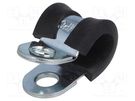 Fixing clamp; ØBundle : 8mm; W: 15mm; steel; Cover material: EPDM MPC INDUSTRIES
