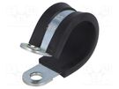 Fixing clamp; ØBundle : 22mm; W: 15mm; steel; Cover material: EPDM MPC INDUSTRIES