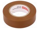 Tape: electrical insulating; W: 19mm; L: 20m; Thk: 0.13mm; brown PLYMOUTH