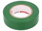 Tape: electrical insulating; W: 19mm; L: 20m; Thk: 0.13mm; green PLYMOUTH