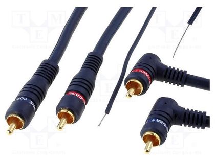 Cable; RCA plug x2,RCA plug x2 angled,control; 5m; navy blue 4CARMEDIA 11010