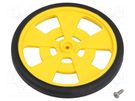 Wheel; yellow; Shaft: two sides flattened; screw; Ø: 69mm; W: 7.62mm POLOLU