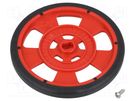 Wheel; red; Shaft: two sides flattened; screw; Ø: 69mm; W: 7.62mm POLOLU