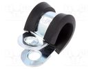 Fixing clamp; ØBundle : 9mm; W: 12mm; steel; Cover material: EPDM MPC INDUSTRIES