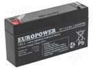 Re-battery: acid-lead; 6V; 1.2Ah; AGM; maintenance-free; EP EUROPOWER