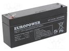 Re-battery: acid-lead; 6V; 3Ah; AGM; maintenance-free; 134x34x66mm EUROPOWER
