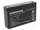Re-battery: acid-lead; 6V; 7Ah; AGM; maintenance-free; EP EUROPOWER