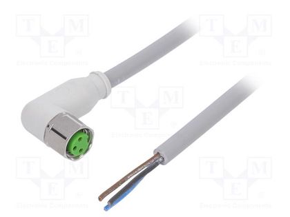 Connection lead; M8; PIN: 3; angled; 5m; plug; 60VAC; -25÷80°C; PVC MURR ELEKTRONIK 7014-08081-2100500