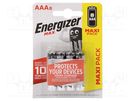 Battery: alkaline; 1.5V; AAA; non-rechargeable; 8pcs; MAX ENERGIZER
