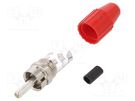 Plug; RCA; male; straight; soldering; red; brass; Enclos.mat: acetal DELTRON