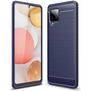 Carbon Case Flexible Cover TPU Case for Samsung Galaxy A42 5G blue, Hurtel
