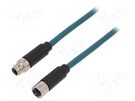 Cable: for sensors/automation; PIN: 8; male; M12 male,M12 female BULGIN