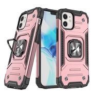 Wozinsky Ring Armor Case Kickstand Tough Rugged Cover for iPhone 12 mini pink, Wozinsky