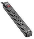 SURGE PROTECTOR POWER STRIP 6 OUTLET 2 USB PORTS 6 FT CRD BLACK