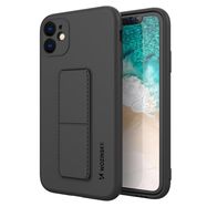 Wozinsky Kickstand Case iPhone 12 silicone case with stand black, Wozinsky