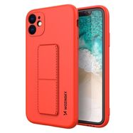 Wozinsky Kickstand Case silicone case with stand for iPhone 12 red, Wozinsky