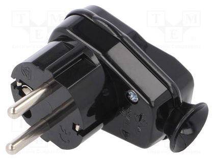 Connector: AC supply; male; plug; 2P+PE; 250VAC; 16A; black; PIN: 3 TIMEX-ELEKTRO AWA-LBK