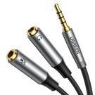 Ugreen AUX splitter for headphones and microphone 1 x male 3.5mm, 2 x female 3.5mm 20cm black (AV192 50254), Ugreen