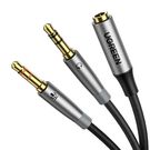 Ugreen AUX splitter cable 3.5 mm mini jack (female) - 2x 3.5 mm mini jack (male - microphone and headphones) silver (AV193 50255), Ugreen
