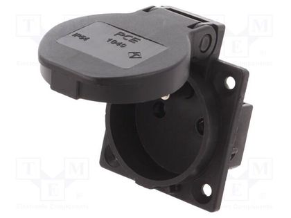 Connector: AC supply; socket; 2P+PE; 230VAC; 16A; black; PIN: 3; IP54 PCE 1040-0S