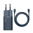Baseus Super Si 1C fast charger USB Type C 20W Power Delivery + USB Type C - Lightning cable 1m blue (TZCCSUP-B03), Baseus