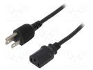 Cable; 3x18AWG; IEC C13 female,NEMA 5-15 (B) plug; 1.8m; black LOGILINK
