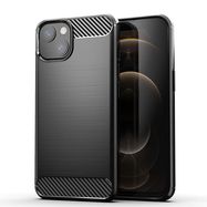 Carbon Case flexible cover for iPhone 13 black, Hurtel
