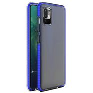 Spring Case clear TPU gel protective cover with colorful frame for Xiaomi Redmi Note 10 5G / Poco M3 Pro dark blue, Hurtel