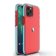 Spring Case clear TPU gel protective cover with colorful frame for iPhone 13 Pro Max light blue, Hurtel