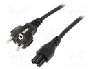 Cable; 3x0.75mm2; CEE 7/7 (E/F) plug,IEC C5 female; PVC; 1.8m SUNNY