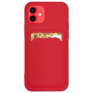 Card Case Silicone Wallet Wallet with Card Slot Documents for iPhone 12 Pro Max red, Hurtel