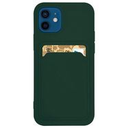 Card Case Silicone Wallet Case with Card Slot Documents for Samsung Galaxy A22 4G Dark Green, Hurtel