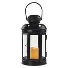 LED lantern, black, round, 18.5 cm, 1x CR2032, indoor, vintage, timer, EMOS