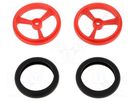 Wheel; red; Shaft: knurled; push-in,screw; Ø: 40mm; Shaft dia: 4.8mm POLOLU