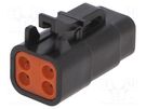 Connector: wire-wire; ATM; female; plug; for cable; PIN: 4; black AMPHENOL