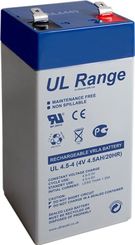 UL lead acid battery 4 V, 4.5 Ah (UL4.5-4), white-blue - Faston (4.8mm) lead acid battery