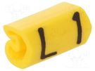 Markers; Marking: L1; 1.3÷3mm; PVC; yellow; -30÷80°C; leaded; CLI C WEIDMÜLLER