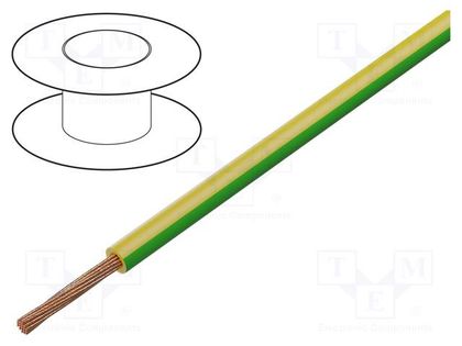 Wire; FlexiStrom; stranded; Cu; 6mm2; green-yellow; PVC; 1.5kV; 100m STÄUBLI 60.7015-20